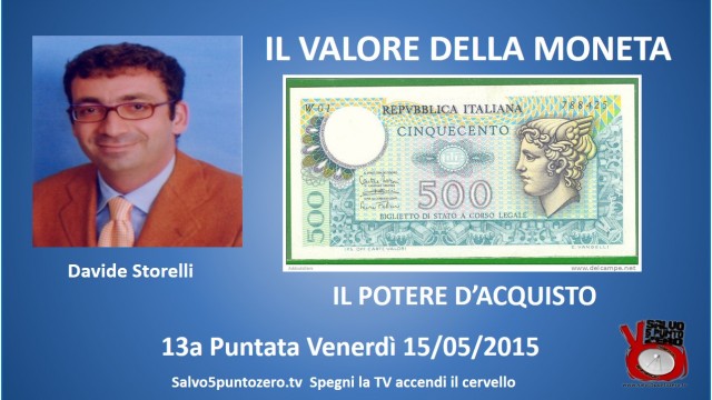 Il valore della moneta di Davide Storelli. 13 Puntata. Il Potere d’acquisto. 15/05/2015.